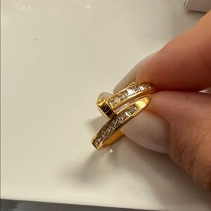 Elegant Gold and Silver Women's nail Ring size 8